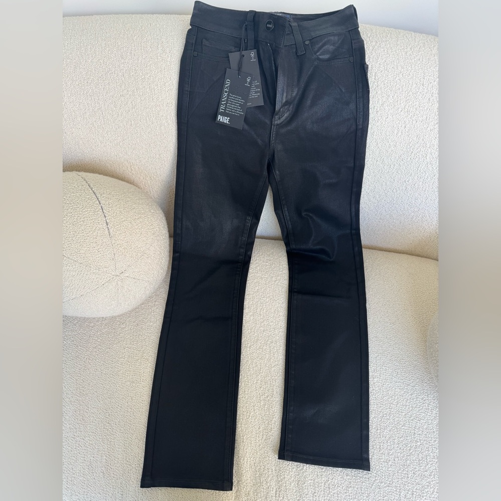 PAIGE Cindy Straight Jean - Black Fog Luxe Coating